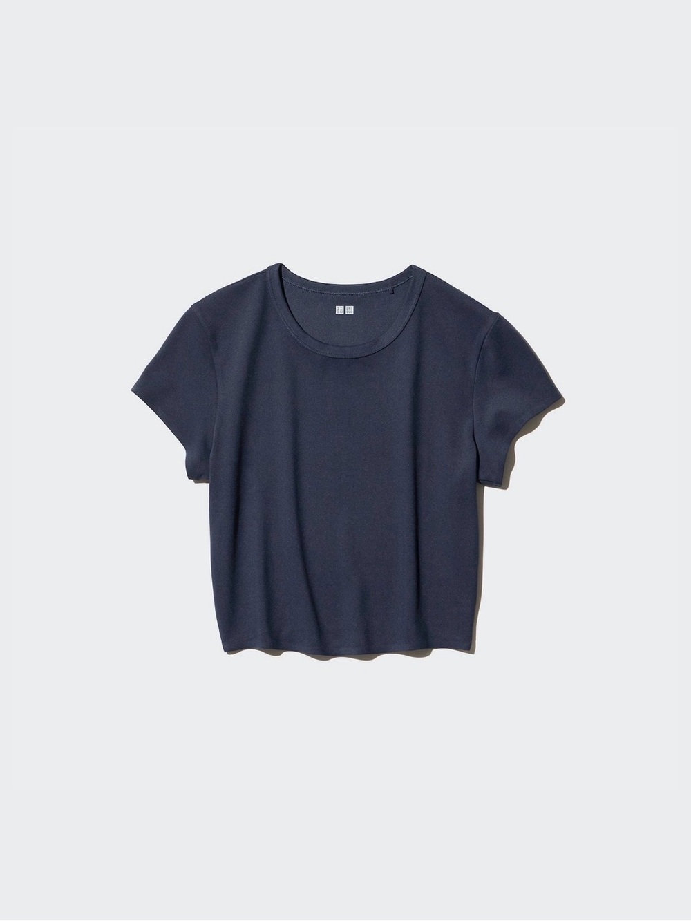 Uniqlo AIRism soft cropped navy t-shirt